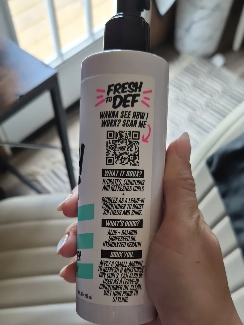 Fresh to Def Leave-In Curl Refresher Spray Hair Product Wavy Doux Pink/White